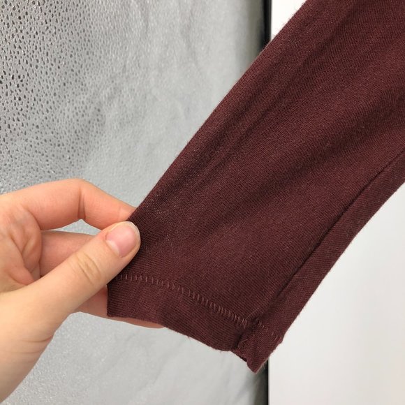 Wilfred rust burgundy lightweight rayon wool blend Deep V long sleeve tee Large - Picture 7 of 13